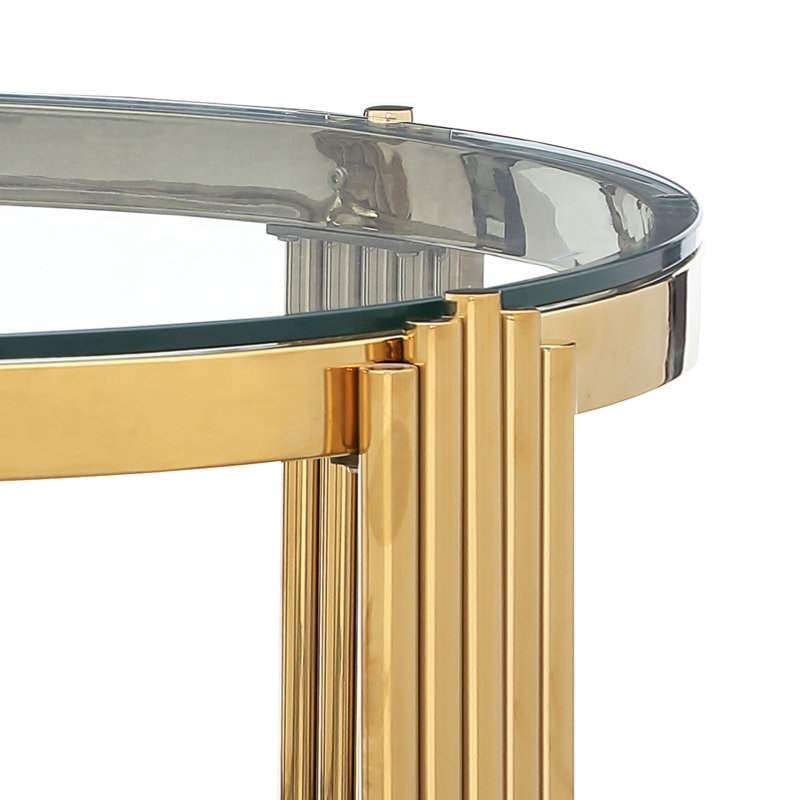 Table de salle à manger de 38,6 po avec plateau en verre trempé et pieds dorés polis, conception dorée de style moderne pour la pièce