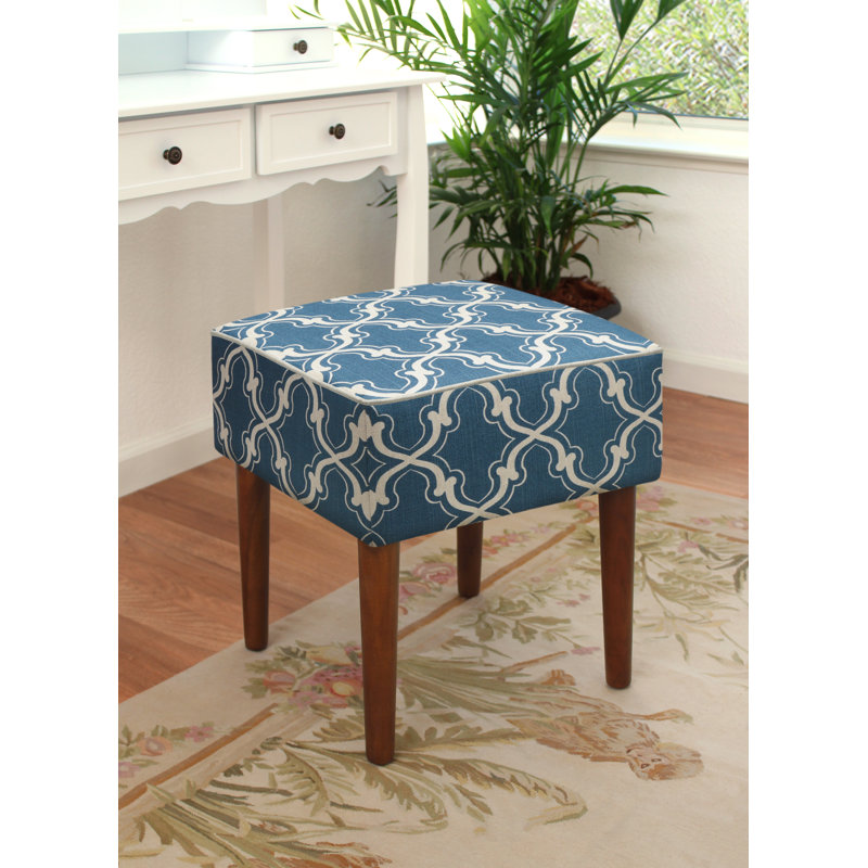 Solid Wood Accent Stool, Navy Blue