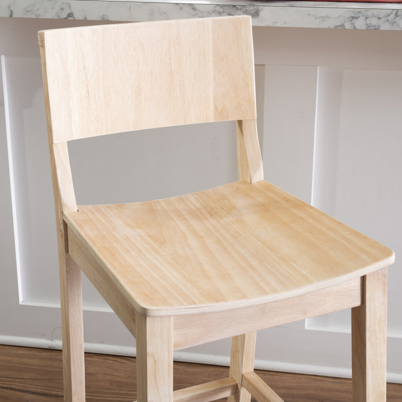 Yalingup Stool with a Solid Wood Frame, Unfinished, Counter Stool (24" Seat Height)