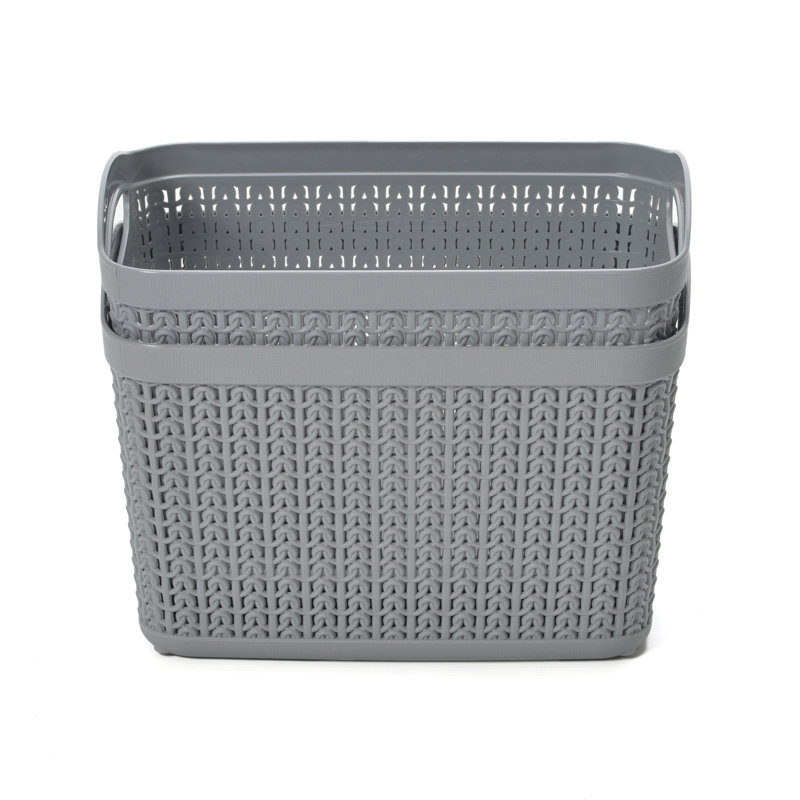 JVL Plastic Decorative Basket, Grey