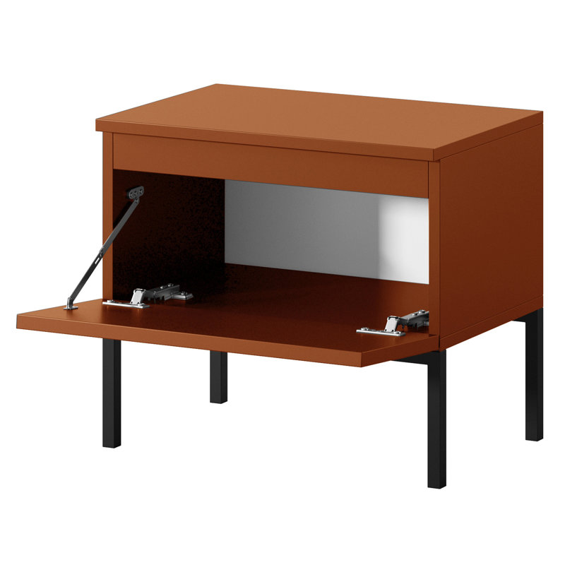 Auburntown 49cm W Manufactured Wood Bedside Table, Brick Red