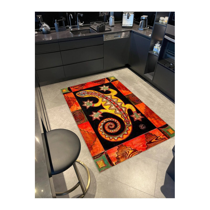 Tapis décoratif créatif moderne avec motif abstrait de lézard, Rectangle 2 pi 4 po x 4 pi