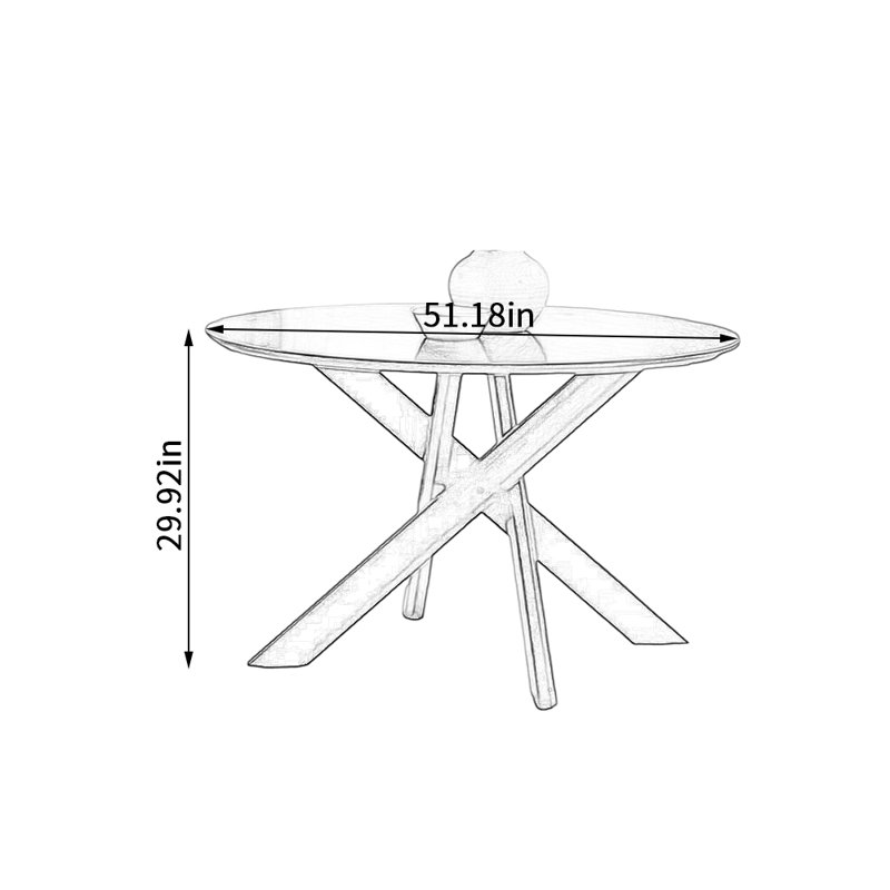 Table ronde noire en chêne à texture créative moderne, H 29,92 po x L 51,18 po x l 51,18 po