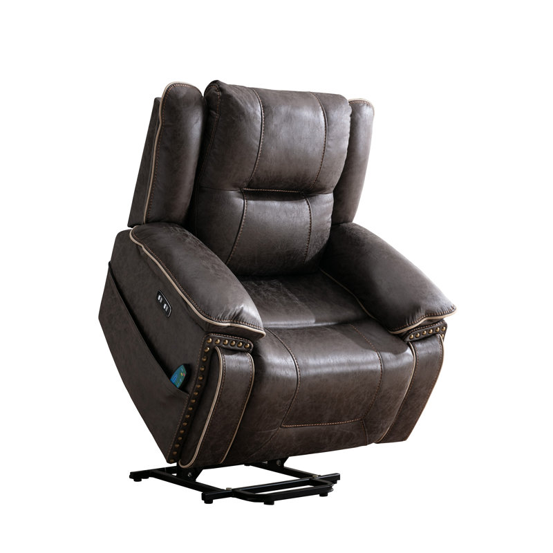 40.2" Wide Faux Leather Power Lift Dual-motor Reclining Heated Massage Chair with USB and Cupholders, Gray Faux Leather
