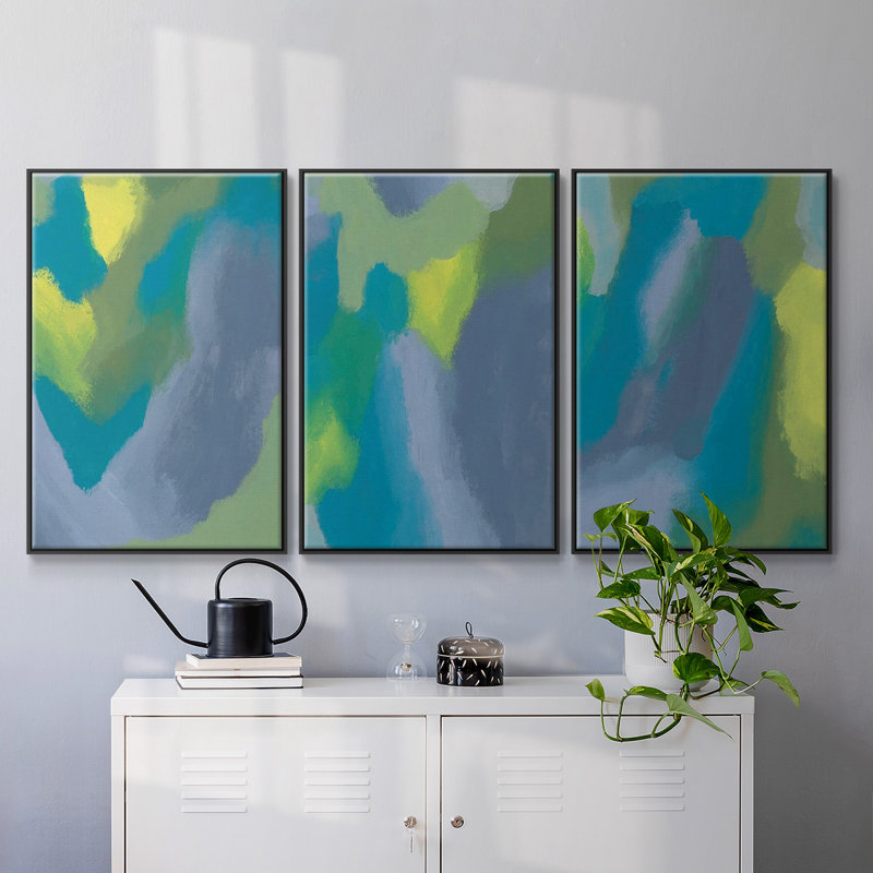 «Lost in Memories I», ensemble de 3 cadres flottants sur toile, Cadre noir, H 36 po x l 72 po x P 2 po