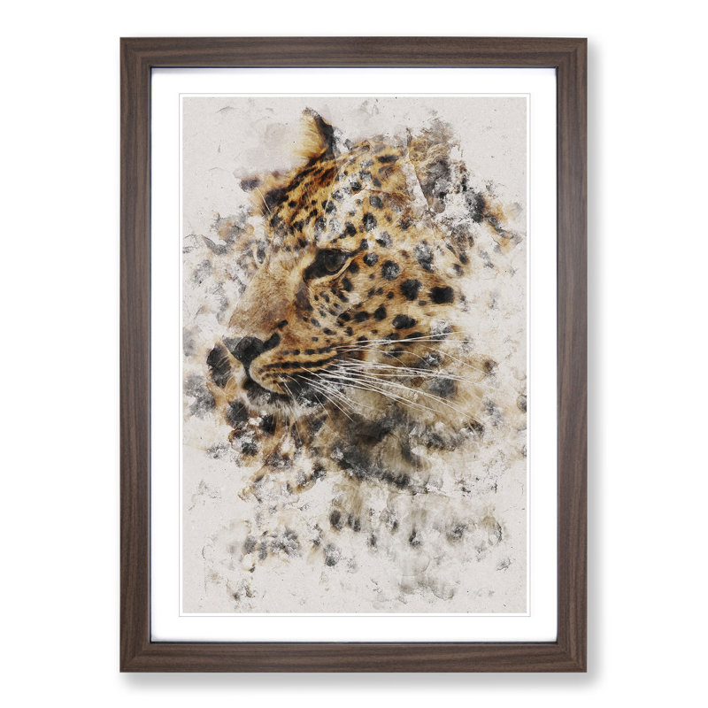 Leopard Vol.1 - Picture Frame Graphic Art, Walnut Framed, 36cm H x 27cm W x 2cm D