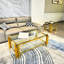 Table basse dorée en acier inoxydable (2) - Dessus en verre trempé transparent à double couche, industriel moderne pour le bureau à domicile et les meubles de salon, avec et tablettes