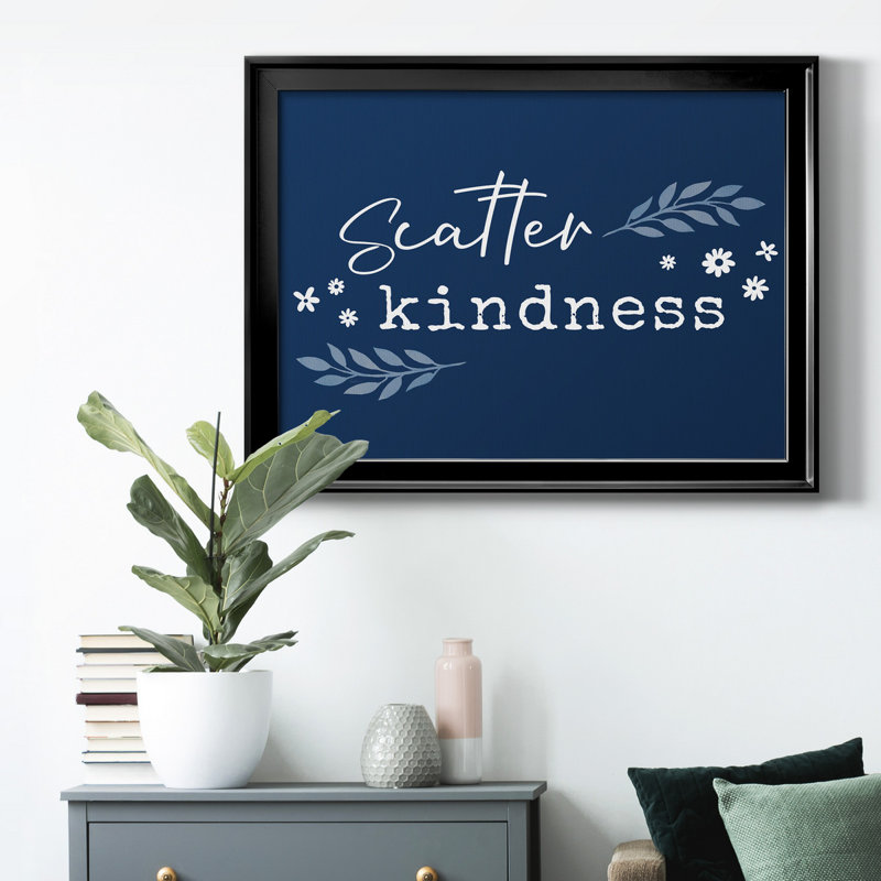 Kindness - Cadre photo, art textuel, H 30,5 po x l 42,5 po x P 1,5 po, Toile avec cadre noir, Pas de tapis