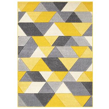 Selin Solid Colour Machine Woven Yellow Area Rug