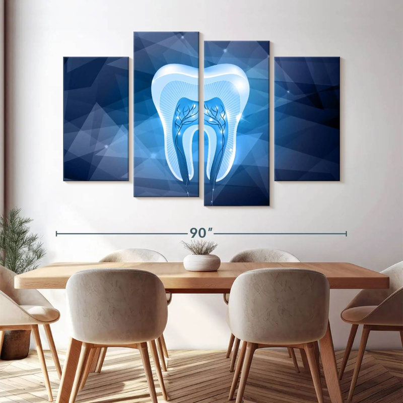 " Geometric Tooth " 4 - Pieces, 54" H x 84" W x 1.25" D