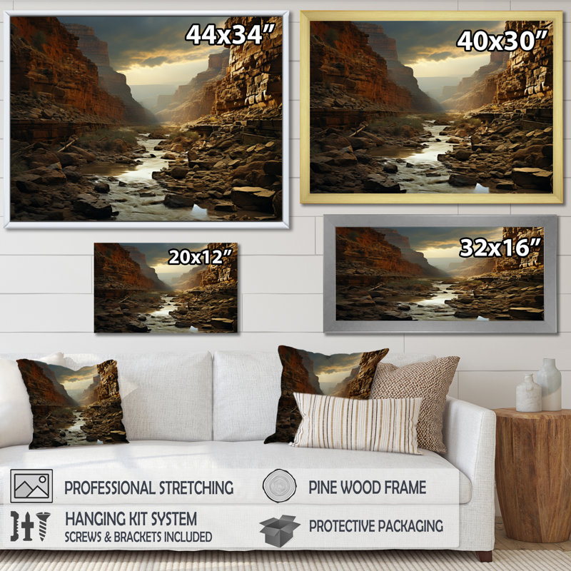 «Bilan Canyon», reproduction sur toile, H 34 po x l 44 po x P 1,5 po, Encadrement doré