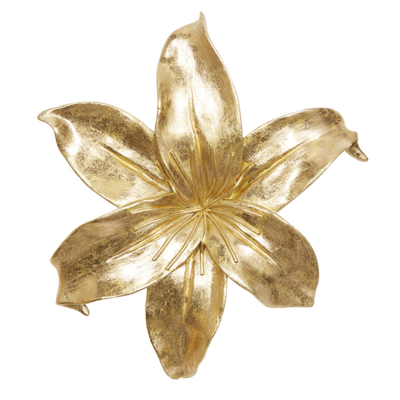 Polystone 3D Floral Wall Decor Set, Gold