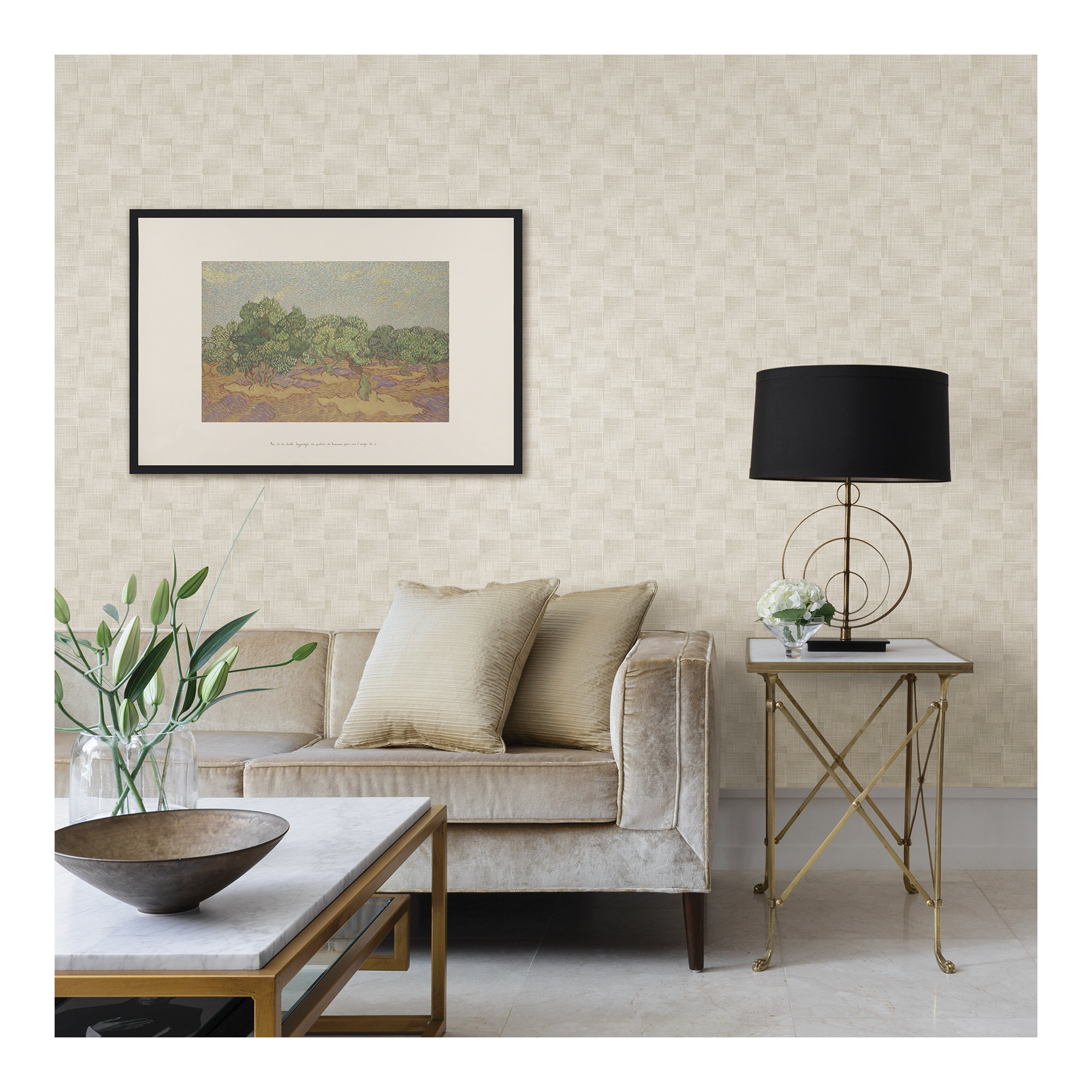 Rayne Modern Geometric Wallpaper, White/Off-White