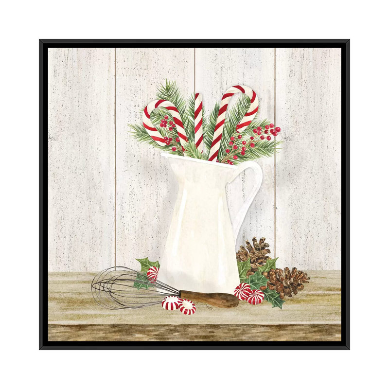 «Christmas Kitchen IV» par Tara Reed - reproduction d'art, Toile avec cadre noir, Aucun mat, H 37 po x l 37 po x P 1,5 po