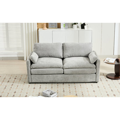 68.1" Oversized Comfy For Living Room, Grey With Chenille & Double-layered Cushion Double Ergonomic Curved Construction Home