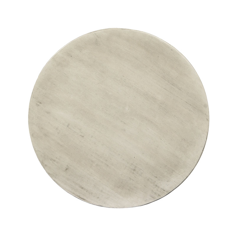 Marina Outdoor Side Table - Acacia Wood Round Patio End Table with Tripod Base, Light Gray Finish