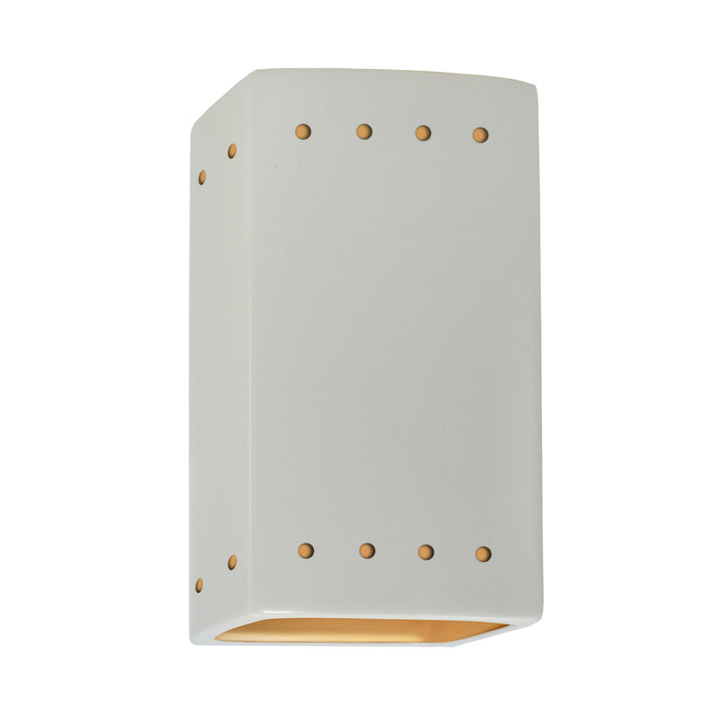 Ambiance - Petit rectangle avec applique murale Perfs - Ouvert en haut et en bas (extérieur), Blanc mat / or champagne