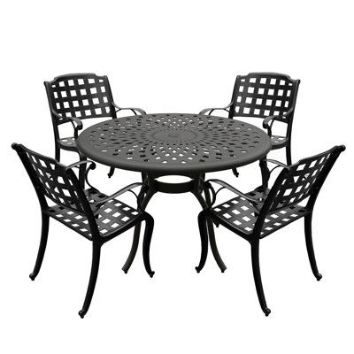 Lannah 4 - Person Patio Dining Set with Round Table