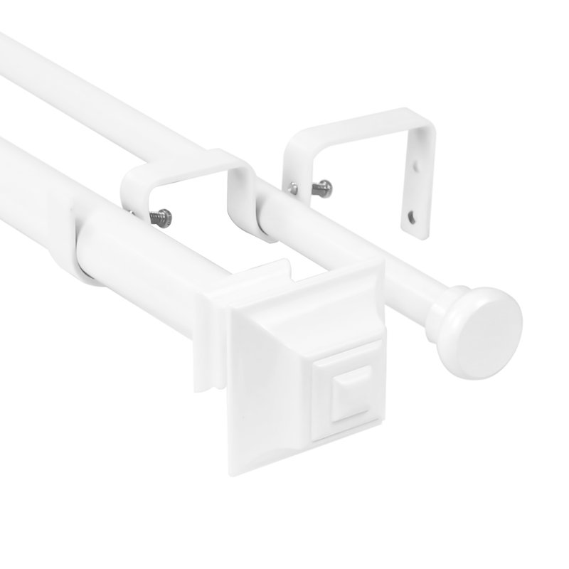 Braley Double Curtain Rod, 1" H x 48" W x 1" D , White