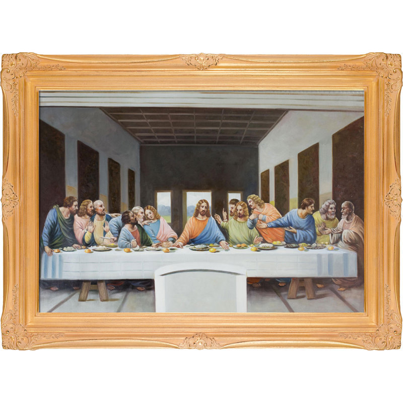 «The Last Supper» par Leonardo Da Vinci - reproduction d'art sur toile tendue, H 31,5 po x l 43,5 po x P 2 po, Cadre impérial