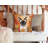 Siamese Cat in Fall Leaves Throw Pillow-112679403