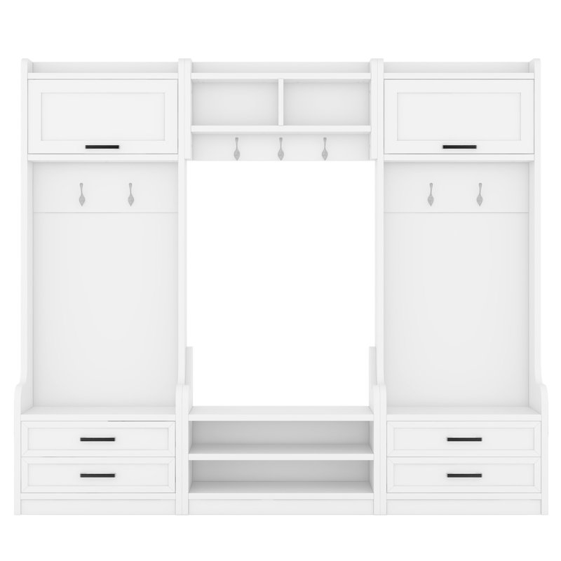 4-In-1 Detachable Hall Tree With Storage And 7 Hooks, White