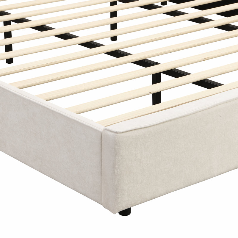 Upholstered Bed Frame with Reading Lamp and USB port, King