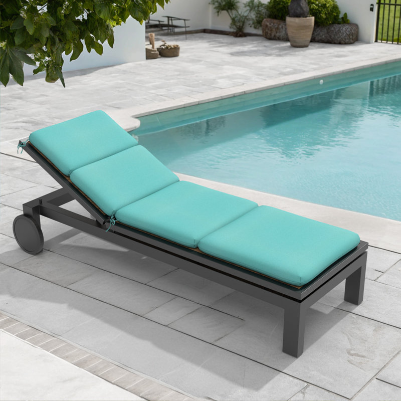 74" x 22.5" Outdoor Sunbrella Chaise Lounge Cushion (Set of 2), 3″ High-Density Foam Replacement Cushion, Canvas Aruba, 2