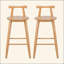 Tabouret de bar d'intérieur en bois d'hévéa, ensemble de 2