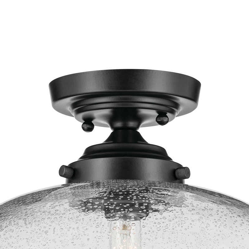 Plafonnier encastré 1 lumière 14,5 po, Noir satiné