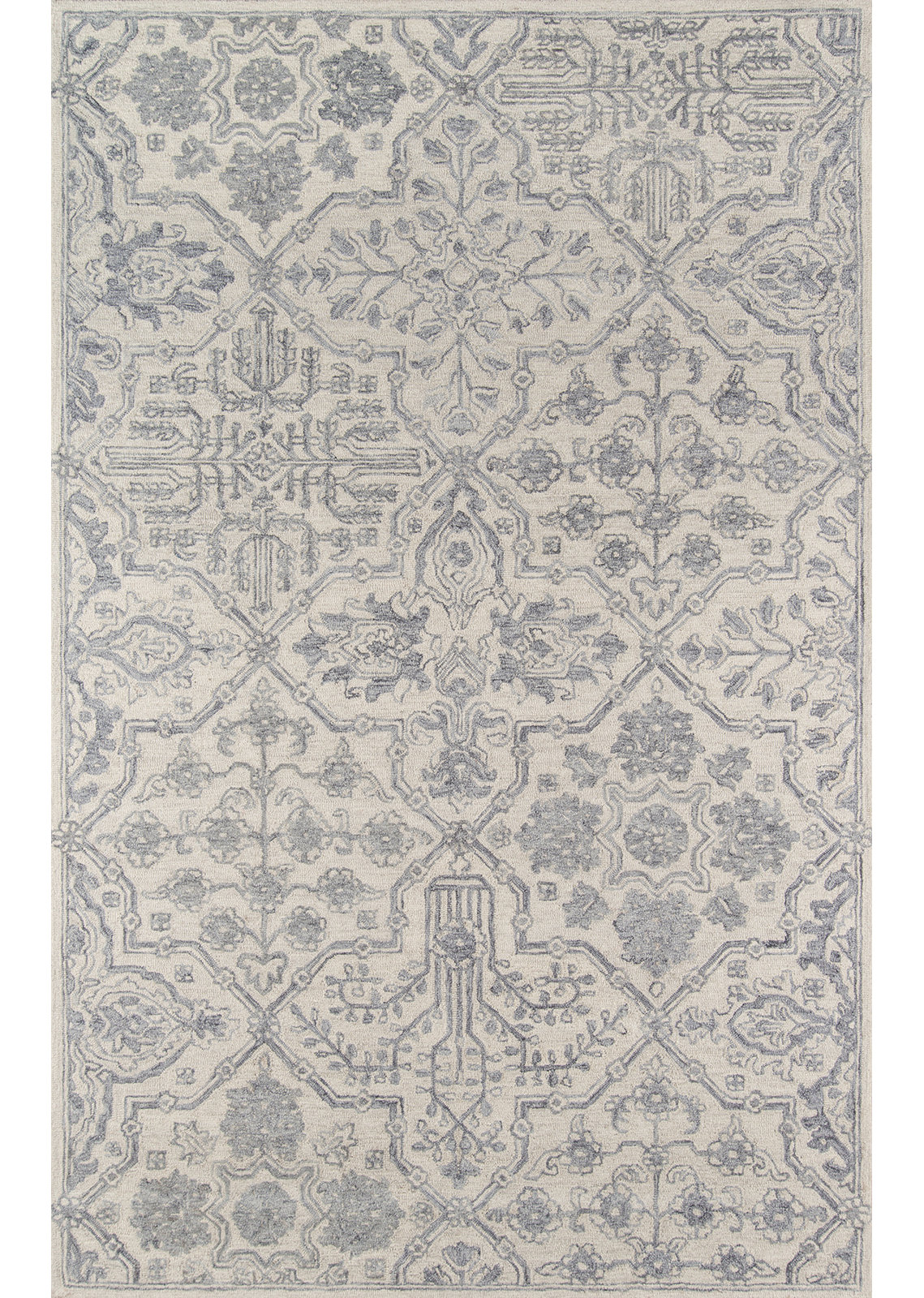 Cece Gray Hand-Tufted Wool Floral Rug, Rectangle 3'6" x 5'6"