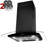 30-Inch Convertible 343 CFM Island Mount Range Hood in Black Painted Stainless Steel, Clear Curved Glass, and Carbon Filter