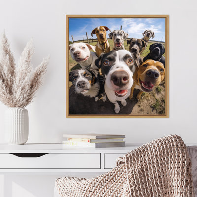 Funny Animal Dog Selfie by The Creative Bunch Studio Framed Canvas Wall Art Print
