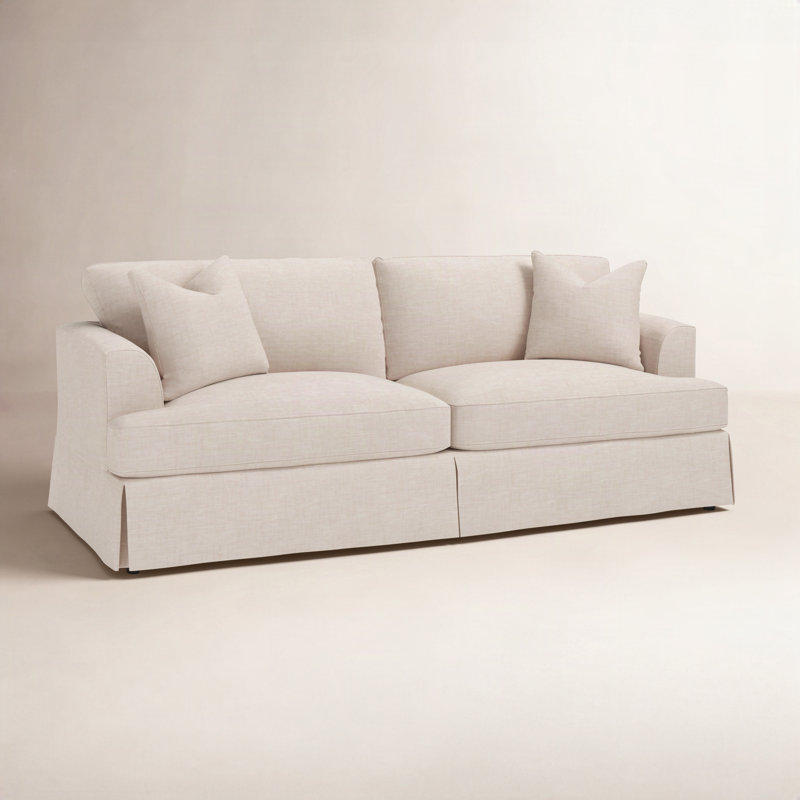 Lucia 92.5'' Slipcovered Sofa, Lena Sand Performance Linen Blend