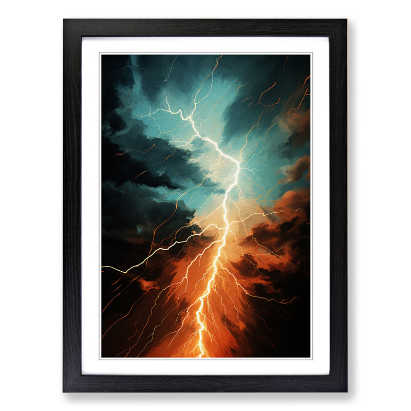 Lightning Orphism 1 Piece Single Picture Frame Wall Art, 46cm H x 34cm W x 2cm D, Black