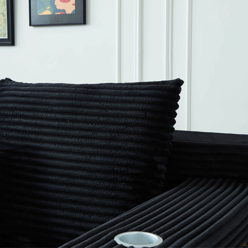 Canapé modulaire profond en velours côtelé avec porte-gobelets, aucun assemblage requis, H 30 po x l 109 po x P 40,5 po, 3