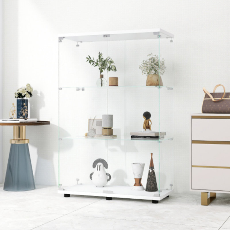 Vitrine à deux portes et 3 tablettes avec porte, Blanc