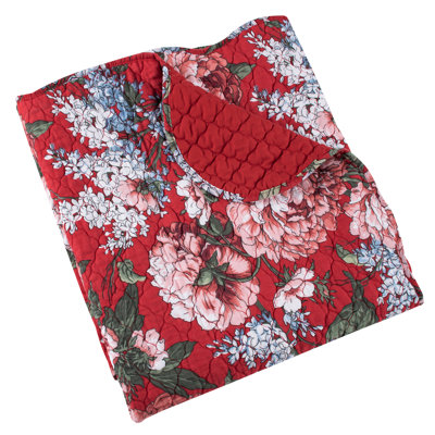 Greenland Home Fashions Millie Throw – 50" x 60" Floral Patchwork Cotton Quilted Blanket with Polyester Back & Cotton Blend Fill
