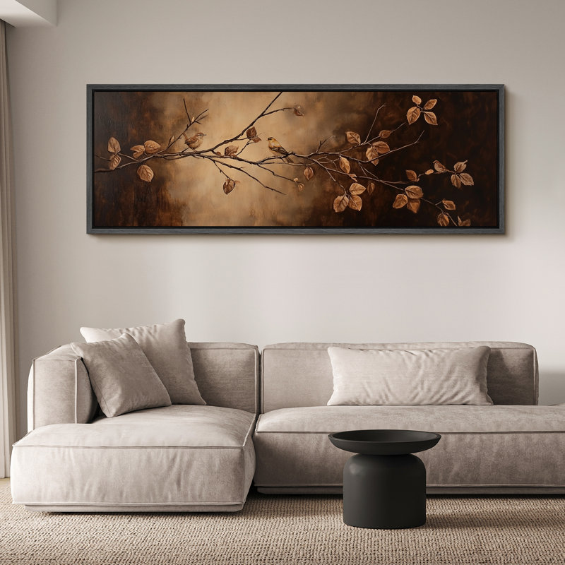 Large Framed Canvas Print Wall Art - Moody Floral Print for Dark Academic Decor, 20" H x 60" W, Black