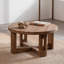 Table basse ronde en bois massif rétro noyer