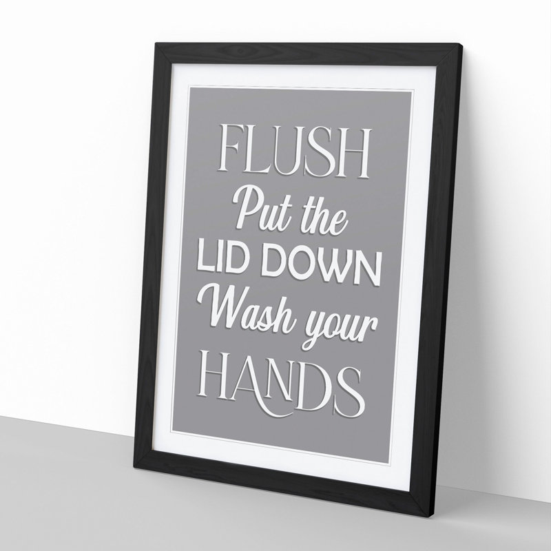 Put The Lid Down 1 Piece Single Picture Frame Wall Art, 48cm H x 36cm W x 2cm D, Black Framed