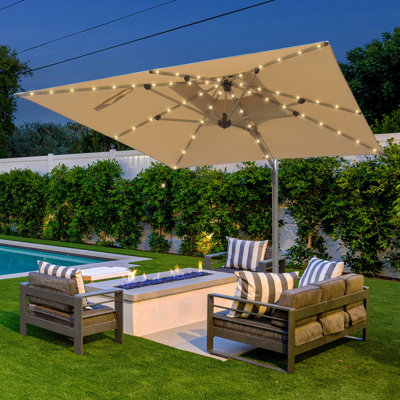 Parasol en aluminium en porte-à-faux inclinable avec poteau central (base non incluse)