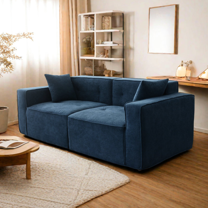 Modern 3 Seat Blue Velvet Bed With & Practical Storage Compartment In For And Functional Unit