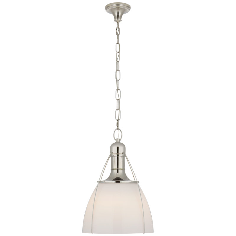 Chapman & Myers Prestwick Pendant, White, 26.5" H x 18" W x 18" D, Polished Nickel