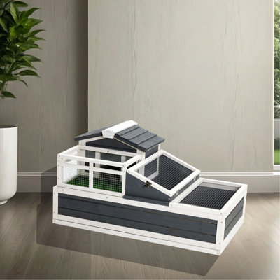 Habitation de maison de tortue 3 pièces avec balcon en gazon et 2 étages, enceinte en bois intérieure / extérieure avec échelle, plateau, toit ouvrable, grande cage à reptile