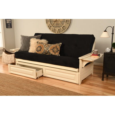 Johnte Full 80" Futon Frame and Mattress with Drawer set