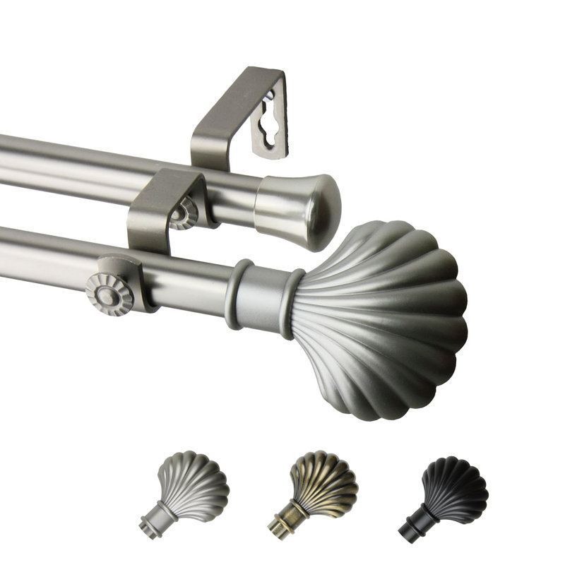 Tringle à rideaux double Mignon, 66 po à 120 po, Nickel satiné