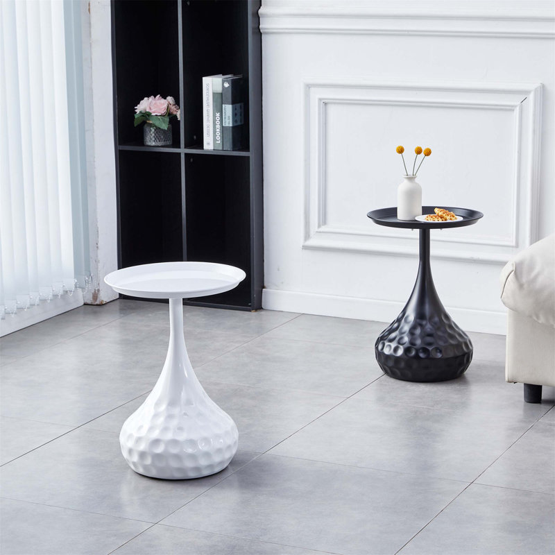 Table d'appoint compacte en métal blanc, multifonctionnelle et élégante pour le salon et le bureau