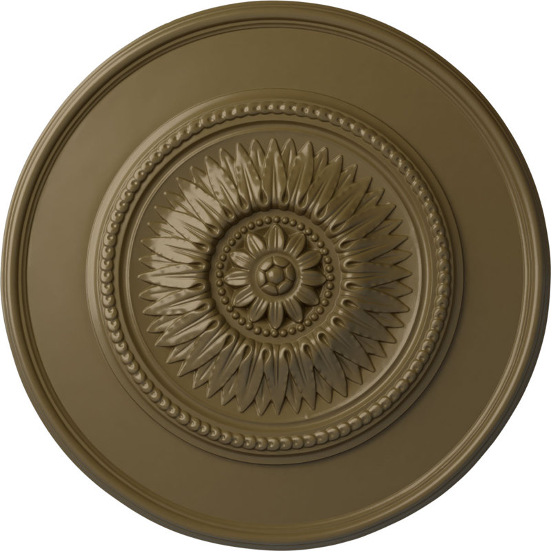 Endurathane Floral Ceiling Medallion, 23 1/2"OD x 2 3/4"P, Hand-Painted Mississippi Mud Finish, Mississippi Mud