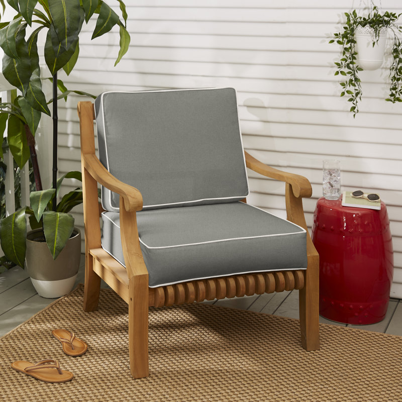 Coussin de chaise Diascia Sunbrella, Toile gris anthracite / toile naturelle, 22 po x 22 po, 4"